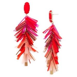 Kendra Scott Justyne Gold Statement Red Earrings!